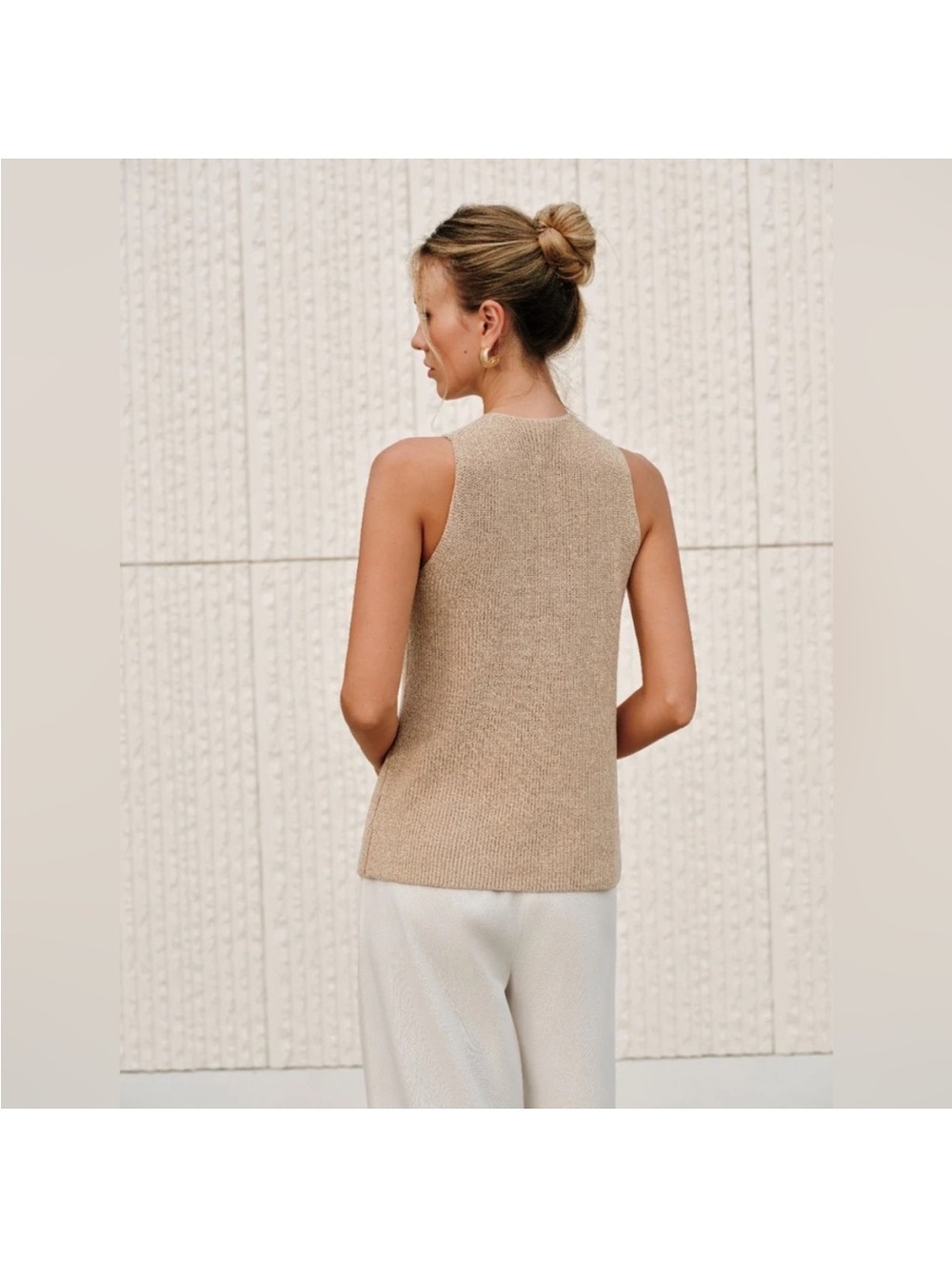 Commense Halter Cross-Over Collar Tank Top Knit - Picture 2 of 6